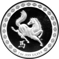 Australien Lunar RAM 2014 Jahr des Pferdes 1 oz Silber PP