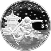 Solomon Islands 5 Dollars 2017 - XXIII. Olympische Winterspiele 2018  in Pyeongchang - Silber PP
