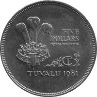 Tuvalu 5 Dollars 1981 - Hochzeit von Prinz Charles und Lady Diana - KuNi