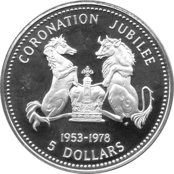Solomon Islands 5 Dollars 1978 - 25. Jahrestag der Krönung von Kömigin Elisabeth II. - Silber PP