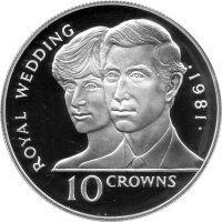 Turks & Caicos 10 Crowns 1981 - Hochzeit von Prinz...