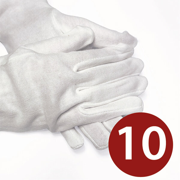 Münzhandschuhe weiß - Baumwolle Größe 10