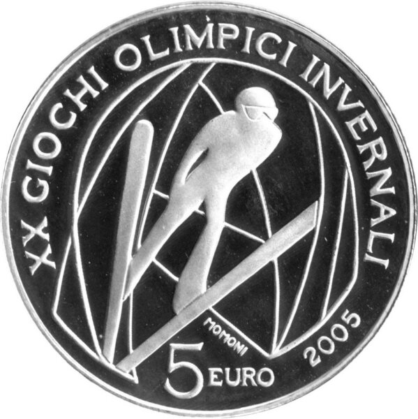 Italien 5 Euro 2005 - XX. Olympische Winterspiele 2006 in Turin "Skispringen" - Silber PP