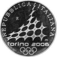 Italien 5 Euro 2005 - XX. Olympische Winterspiele 2006 in Turin "Skilaufen" - Silber PP