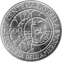 Italien 500 Lire 1990 - 500 Jahre Entdeckung Amerikas - Silber
