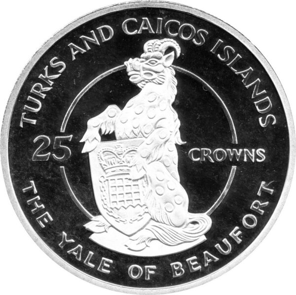 Turks & Caicos 25 Crowns 1978 - 25. Jahrestag der Krönung von Kömigin Elisabeth II. "Yale von Beaufort" - Silber PP