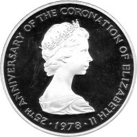 Turks & Caicos 25 Crowns 1978 - 25. Jahrestag der Krönung von Königin Elisabeth II. "Yale von Beaufort" - Silber PP