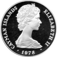 Cayman Inseln 25 Dollars 1978 - 25. Jahrestag der Krönung von Königin Elisabeth II. "The Sceptre" - Silber PP