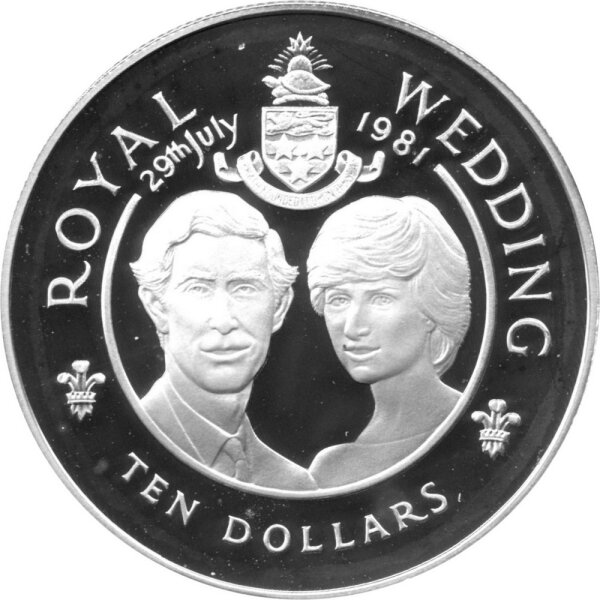 Cayman Inseln 10 Dollars 1981 - Hochzeit von Prinz Charles und Lady Diana - Silber PP