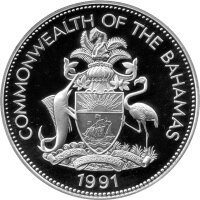 Bahamas 5 Dollars 1991 - 500 Jahre der Entdeckung Amerikas - Silber PP