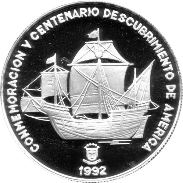 Äquatorialguinea 7.000 Francs 1991 - 500 Jahre Entdeckung Amerikas - Silber PP