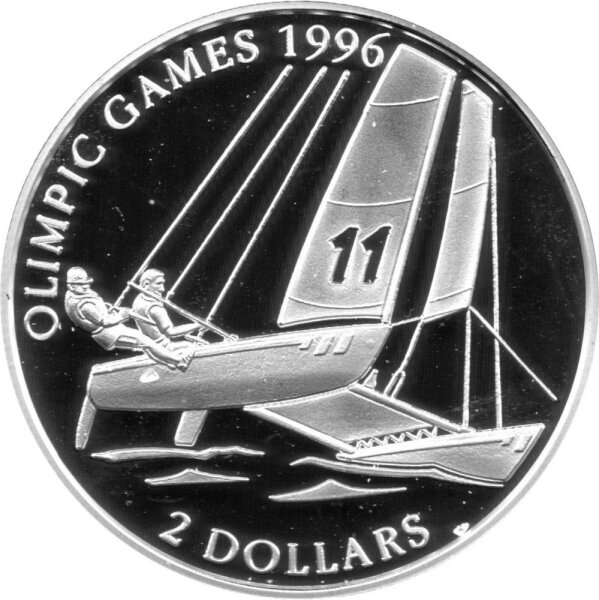 Bahamas 2 Dollars 1995 - XXVI. Olympische Sommerspiele 1996 in Atlanta "Segeln" - Silber PP