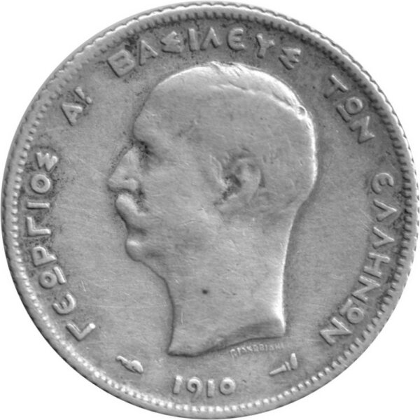 Griechenland 1 Drachme 1910 - König Georg I. - Umlaufmünze - Silber