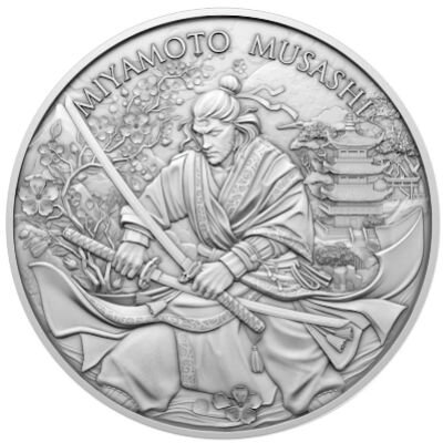 Round Legendary Warriors Miyamoto Musashi 1 oz Silber