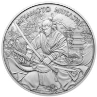 Round Legendary Warriors Miyamoto Musashi 1 oz Silber