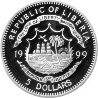 Liberia 5 Dollars 1999 - Sir Francis Drake - Silber PP