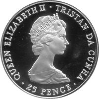 Tristan da Cunha 25 Pence 1981 - Hochzeit von Prinz Charles und Lady Diana - Silber PP