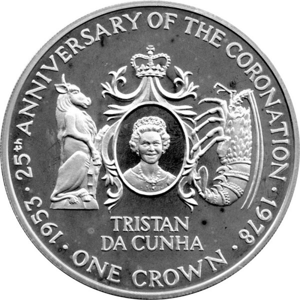 Tristan da Cunha 1 Crown 1978 - 25. Jahrestag der Krönung von Königin Elisabeth II. - Silber PP