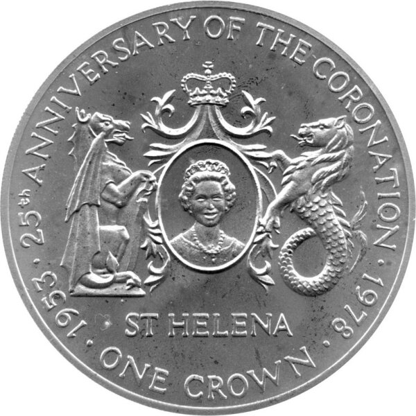 Saint Helena 1 Crown 1978 - 25. Jahrestag der Krönung von Königin Elisabeth II. - Silber