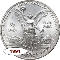 Mexiko Libertad 1991 1/2 oz Silber