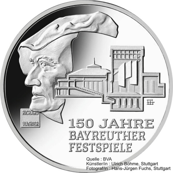 Deutschland 35 Euro 2026 1. Ausgabe 150 Jahre Richard Wagner-Festspiele in Bayreuth 925/1000 Silber - Polierte Platte