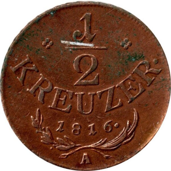Österreich 1/2 Kreuzer 1816 - Franz I. - Umlaufmünze - Ku -ss