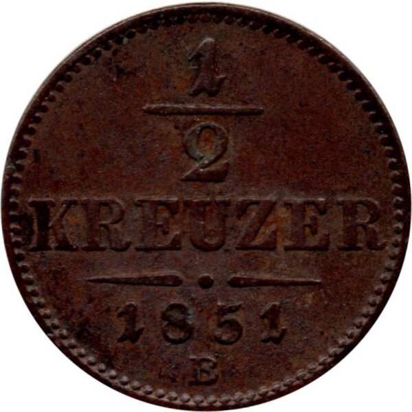 Österreich 1/2 Kreuzer 1851 - Franz Joseph I. - Umlaufmünze - Ku -s-ss