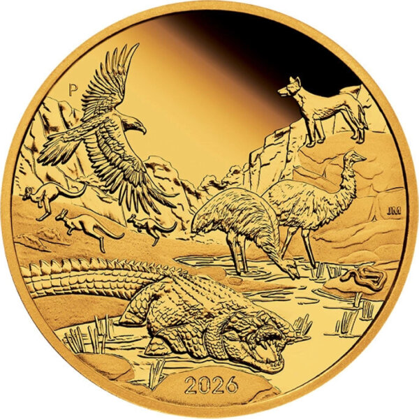 Australien Wonders of Australia 1. Ausgabe The Outback 2026 1 oz Gold Polierte Platte