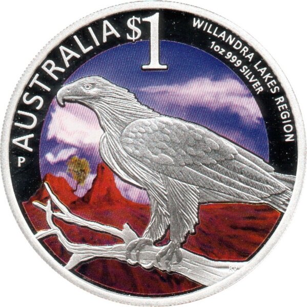 Australien 1 Dollar 2013 - Welterbestätten "Willandra Lakes Region" - 1 oz Silber PP teilcoloriert