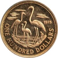 Bahamas 100 Dollars 1975 "Flamingos" - Gold
