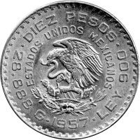 Mexiko 10 Peso 1957 - 100. Jahrestag der Verfassung - Silber