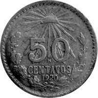 Mexiko 50 Centavos 1919-1945 - Umlaufmünze - Silber -s