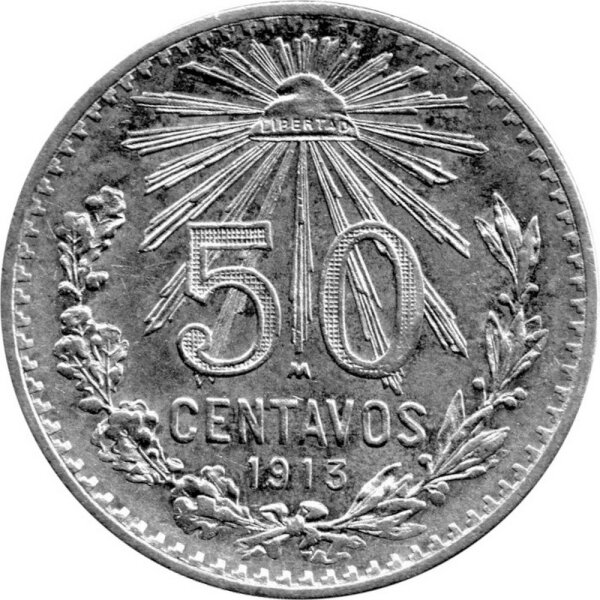 Mexiko 50 Centavos 1905-1918 - Umlaufmünze - Silber -ss-vz