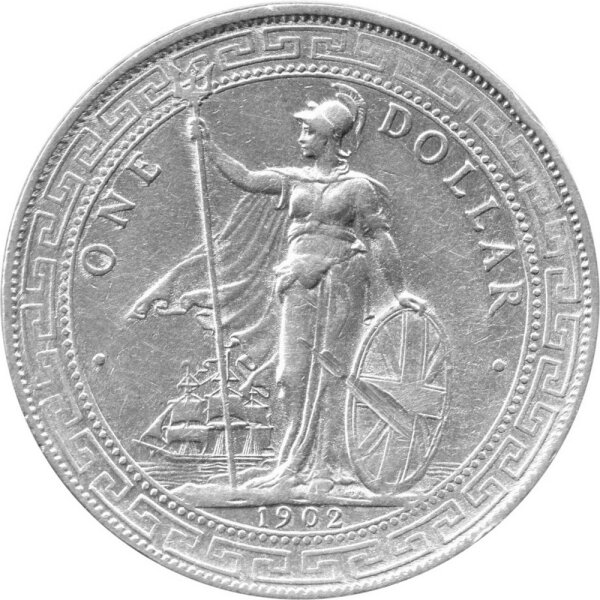 Britisch Indien 1 Dollar 1902 "B" - König Edward VII. - Handelsdollar - Silber