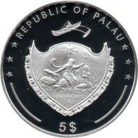 Palau 5 Dollar 2011 - 125 Jahre Automobile "VW-Käfer" - Silber PP teilvergoldet