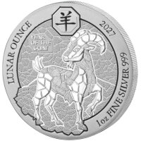 Ruanda Lunar 2027 Jahr der Ziege 1 oz Silber