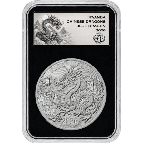Ruanda Chinese Dragons 2026 Blue Dragon 1 oz Silber
