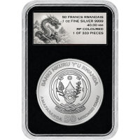 Ruanda Chinese Dragons 2026 Blue Dragon 1 oz Silber - Coloriert Porzellan