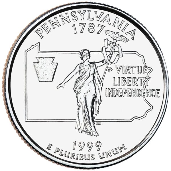 USA 1/4 Dollar 1999 Pennsylvania - Kupfer-Nickel