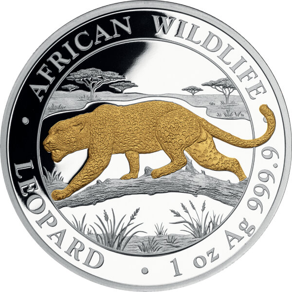 Somalia Leopard 2026 1 oz Silber - Teilvergoldet