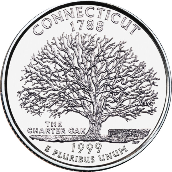 USA 1/4 Dollar 1999 Connecticut - Kupfer-Nickel