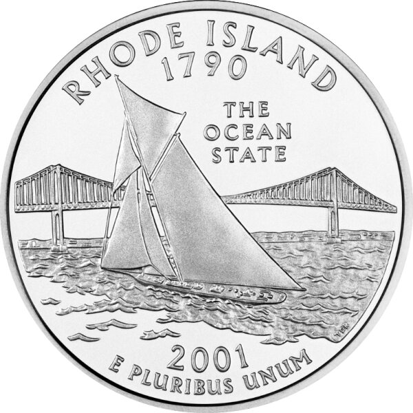 USA 1/4 Dollar 2001 Rhode Island - Kupfer-Nickel