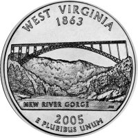 USA 1/4 Dollar 2005 West Virginia - Kupfer-Nickel