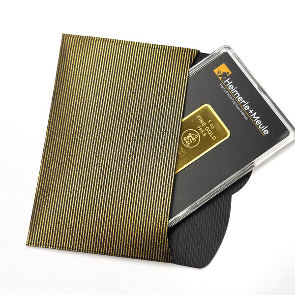 Geschenkumschlag Schwarz-Gold 108 × 71 mm II für Goldbarren bis 31,1 g II Typ 1