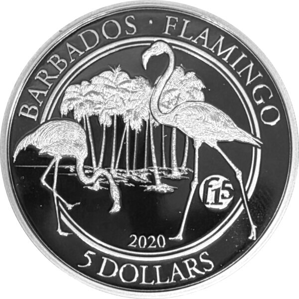 Barbados 5 Dollars 2020 Flamingo - 1 oz Silber PP F15