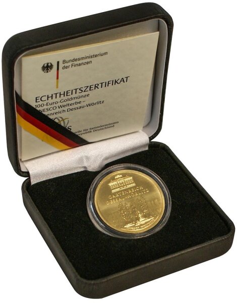 Deutschland 100 € 2013 - F - Dessau-Wörlitz 1/2 oz Gold incl. Etui & CoA