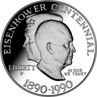 USA 1 Dollar 1990 -P- 100. Geburtstag Eisenhower - Silber PP