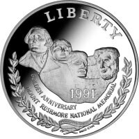 USA 1 Dollar 1991 -S- Mount Rushmore - Silber PP