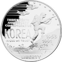 USA 1 Dollar 1991 -P- Waffenstillstand in Korea - Silber PP