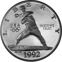USA 1 Dollar 1992 -S- Baseballspieler - Silber PP